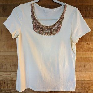 Chico's Cotton Beaded Top